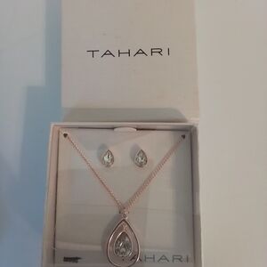 Tahari Rose Gold Jewelry Set with Clear Stones